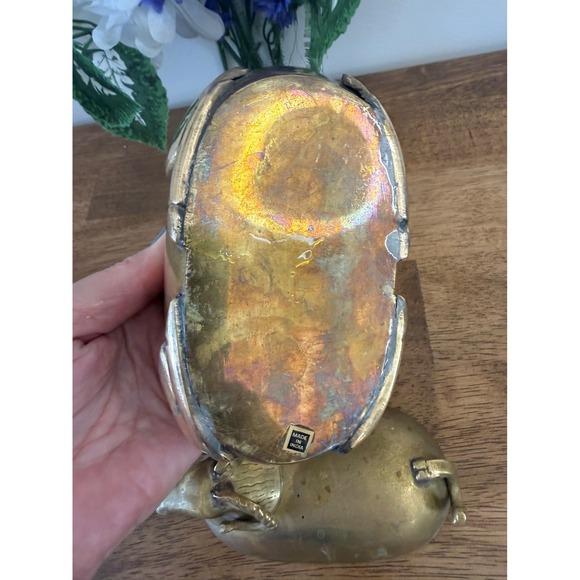 Vintage Brass Ram Trinket Box Container Sculpture India Retro Animal Decor - Picture 8 of 8